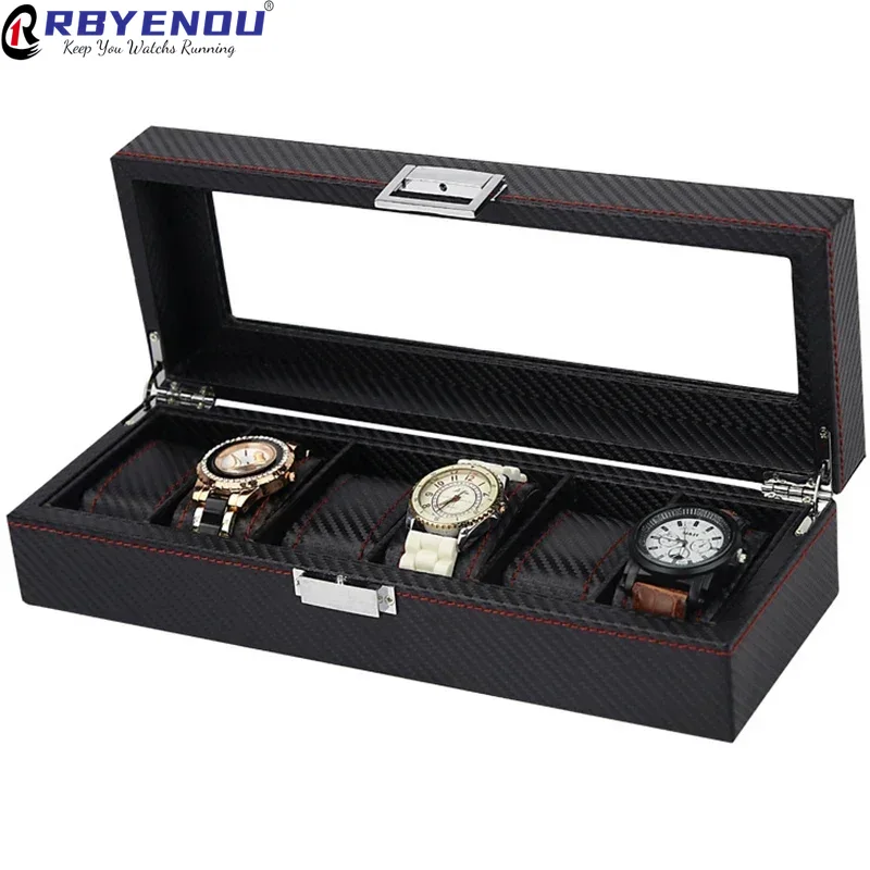 Watch Display Storage Box Carbon Fiber - OEM PU Leather Carbon Fiber Texture