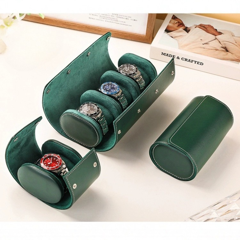 Watch Travel Roll Case 3 Slots Leather - Portable Leather Watch Case Roll 1