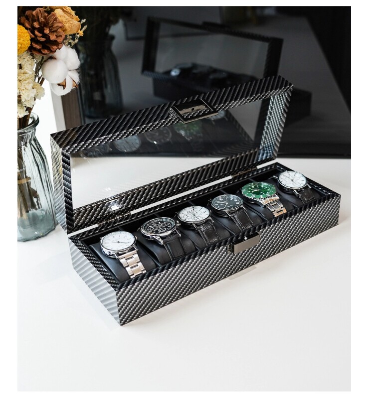 Watch Display Storage Box Carbon Fiber - Carbon Fiber Watch Box 6/10/12 Slots