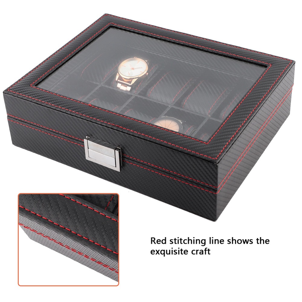 Watch Display Storage Box Carbon Fiber - Carbon Fiber Texture Watch Box Leather