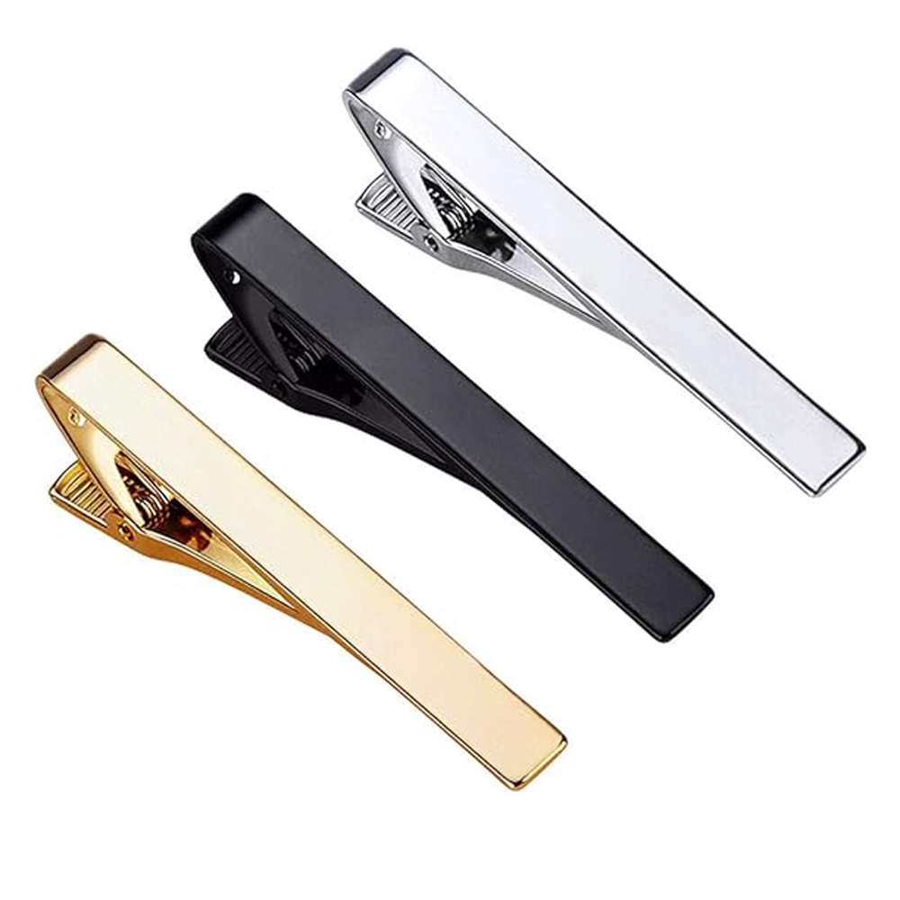 Tie Clip Bar Set Stainless Steel - 1 or 3 Pack Tie Clips