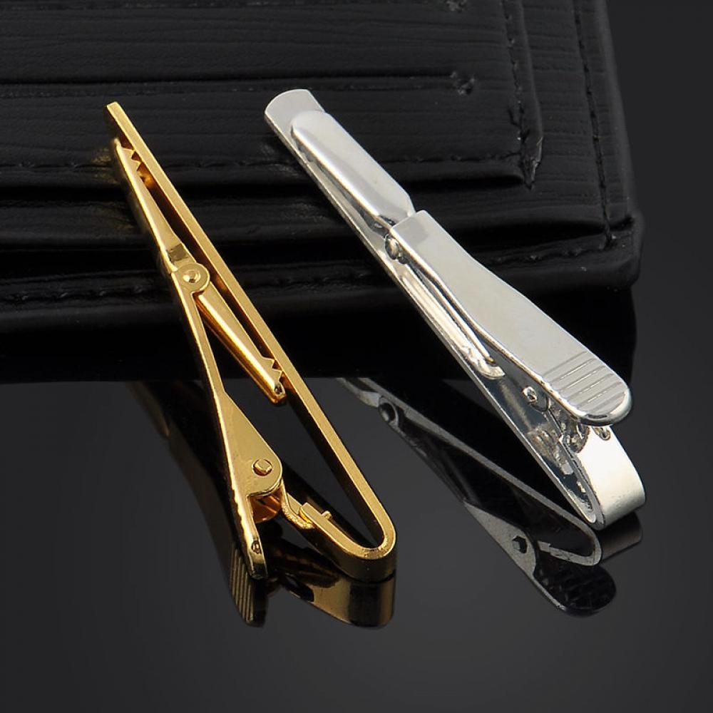 Tie Clip Bar Set Stainless Steel - New Men Metal Silver Gold Simple
