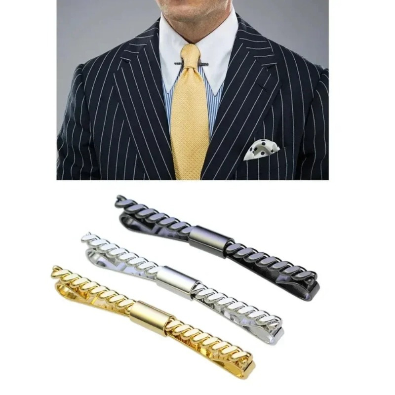 Cufflinks Men Stainless Steel Luxury - British style metal mesh tie clip
