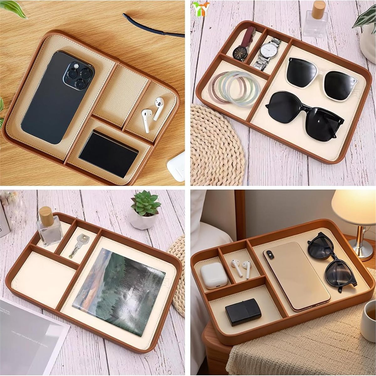 Valet Tray Nightstand Organizer Leather - High Quality Men'S Vegan Leather Valet