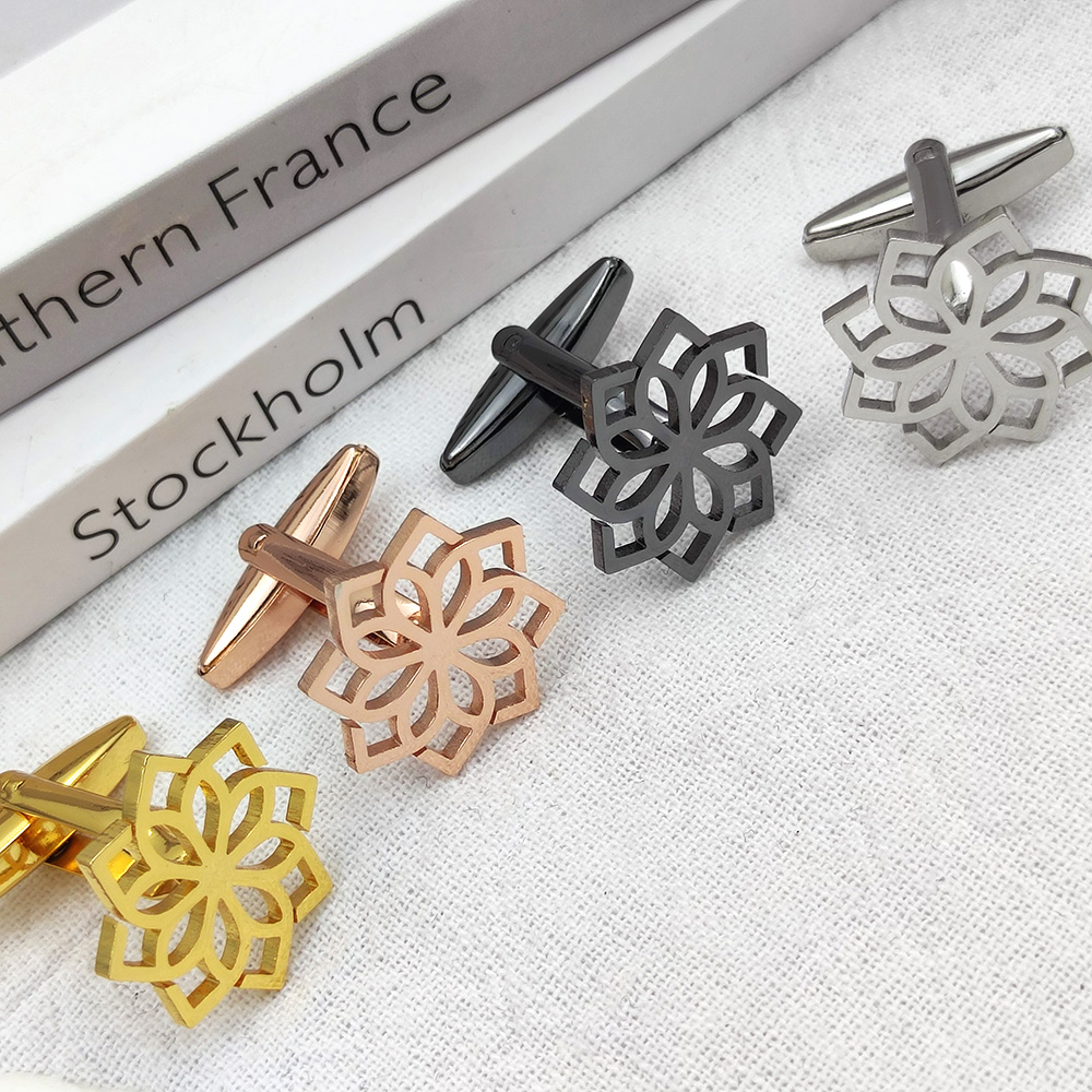 Cufflinks Men Stainless Steel Luxury - Luxury Cufflinks for Men Lotus Cufflink