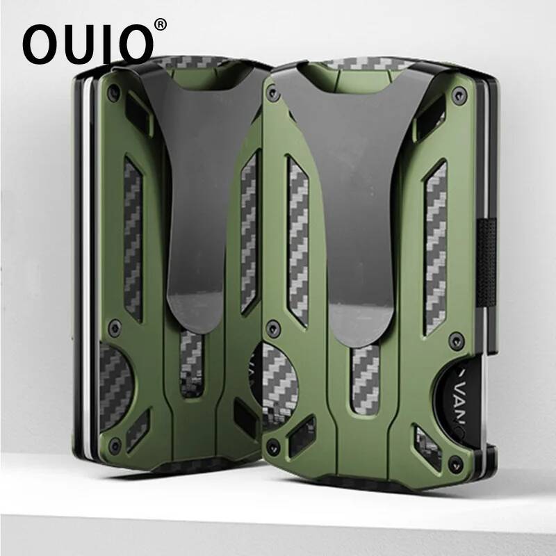 Money Clip Minimalist Rfid Blocking - OUIO Men's Tactical Wallet Carbon Fiber