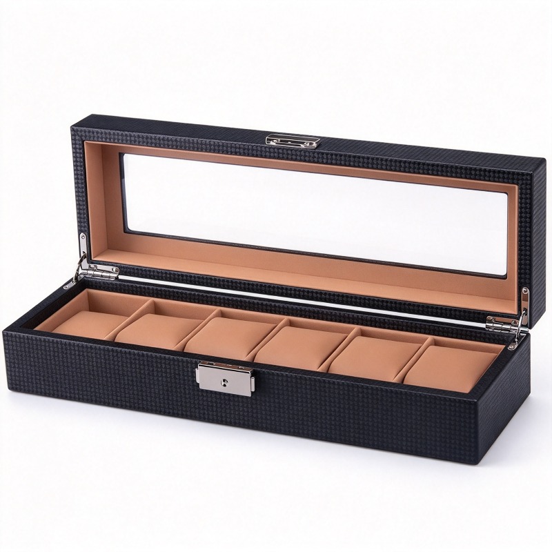 Watch Display Storage Box Carbon Fiber - For Carbon Fiber Pattern 6-digit Leather