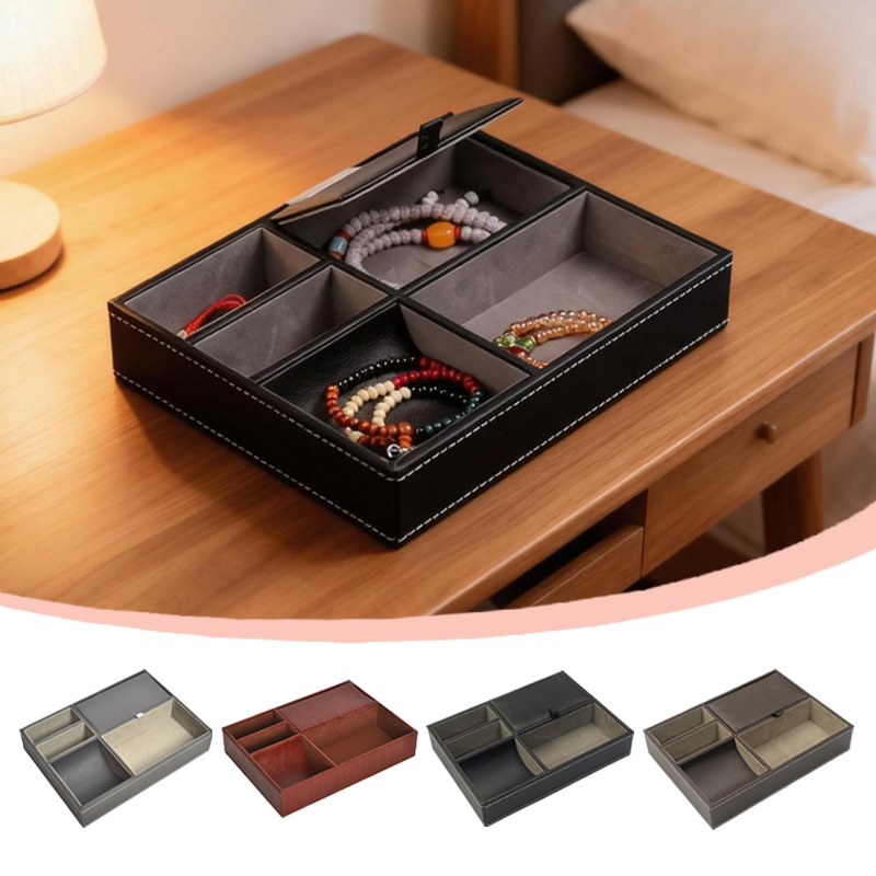 Valet Tray Nightstand Organizer Leather - Wood Leather Tray Organizer Men's Valet