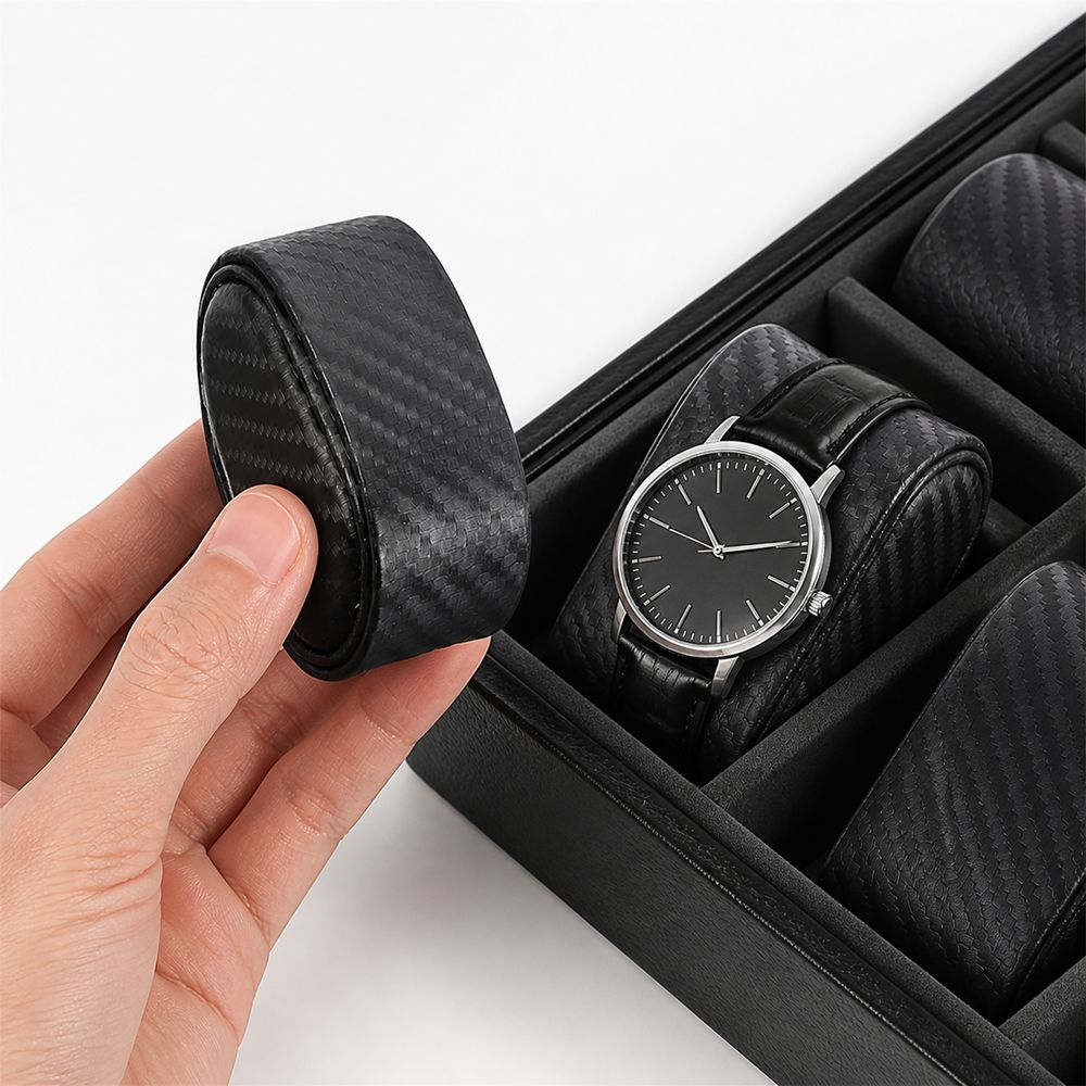 Watch Display Storage Box Carbon Fiber - Carbon Fiber Texture Watch Display Pillow