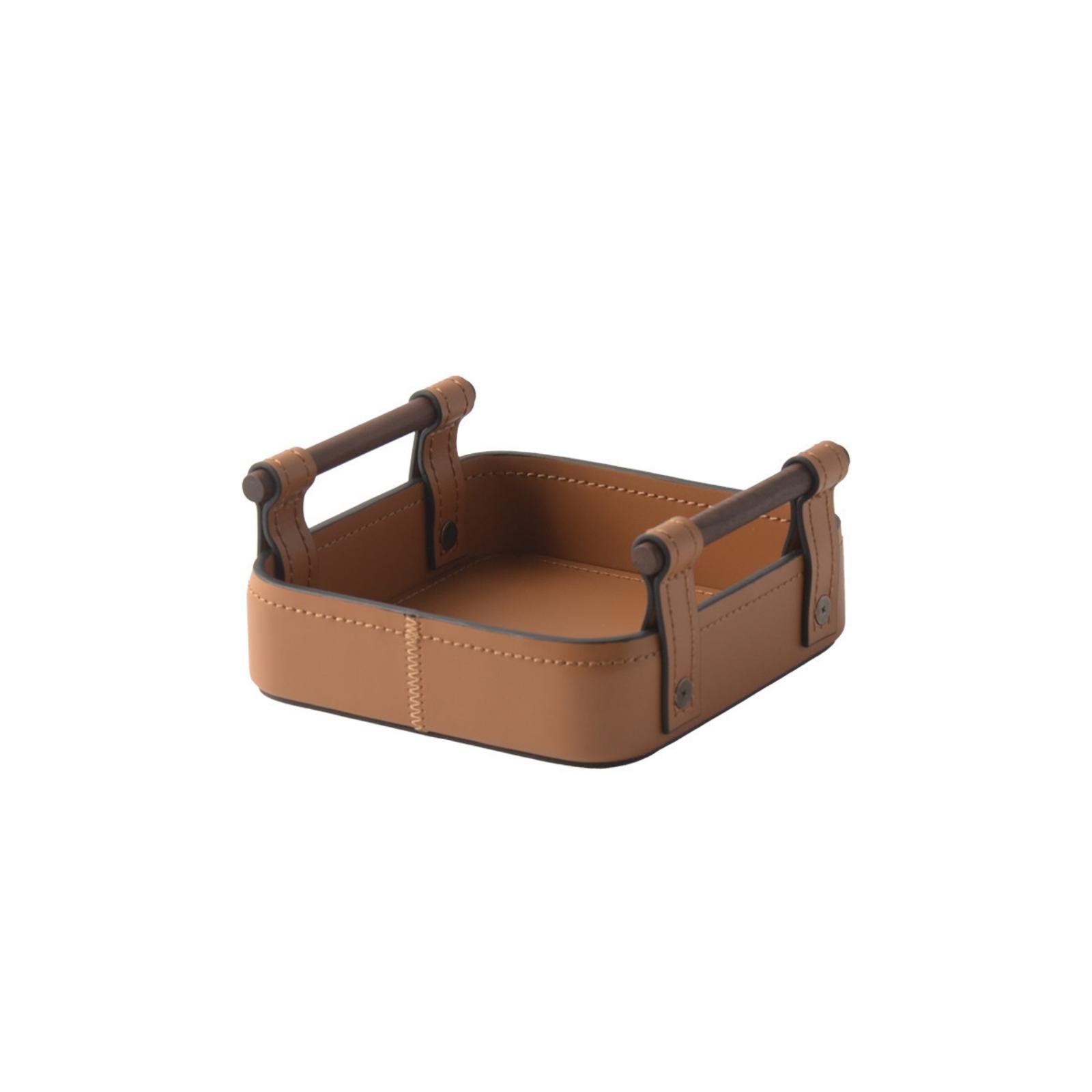Valet Tray Nightstand Organizer Leather - Storage Tray with Handles Leather-Like Valet