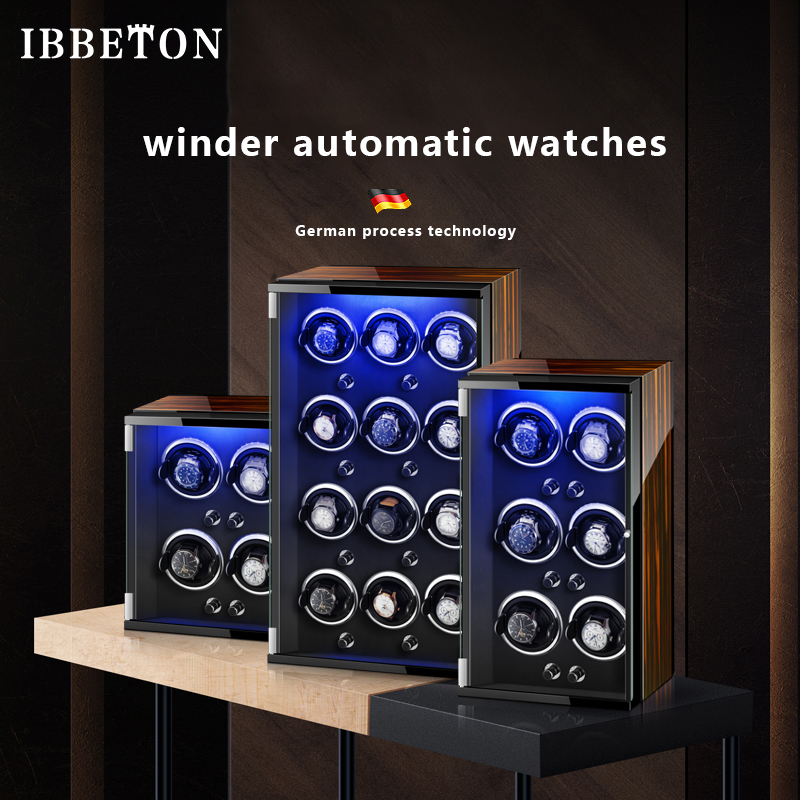Watch Winder 4 Watches Automatic Silent - IBBETON 2/3/4/6/9 slots Watch winding case