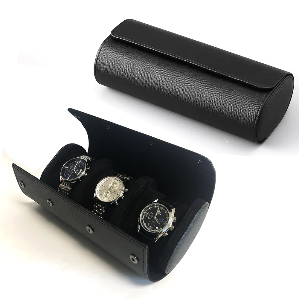 Watch Travel Roll Case 3 Slots Leather - Leather Watch Roll 1 2 3