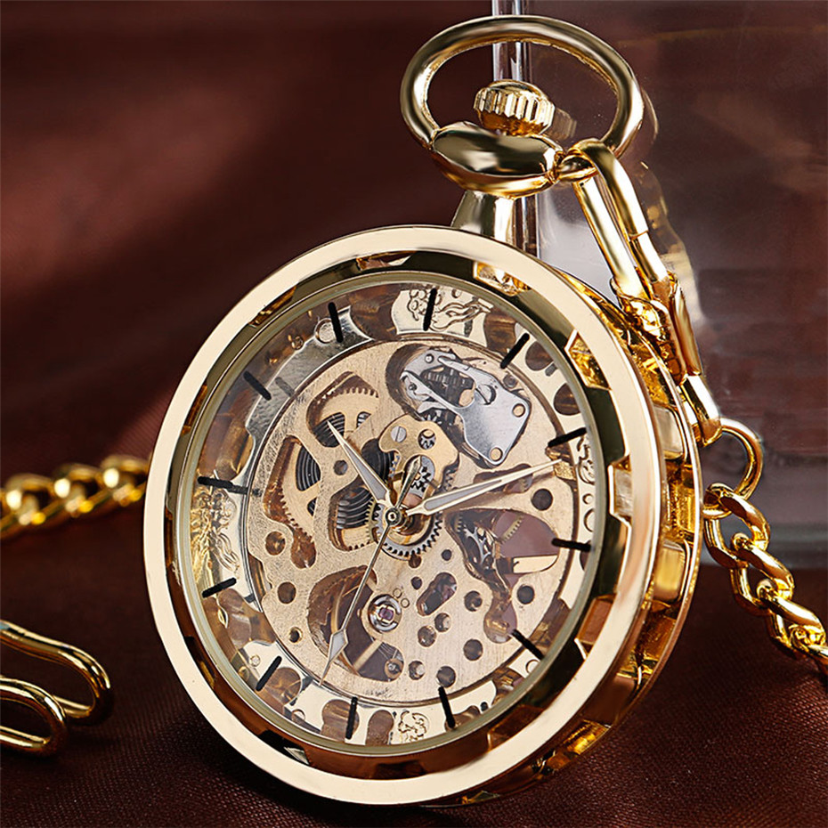 Pocket Watch Mechanical Skeleton Vintage - Transparent Open Face Hollow Skeleton Mechanical