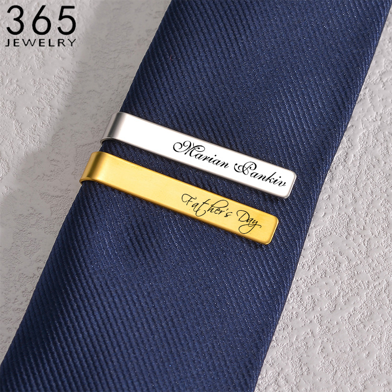 Stainless Steel Engraved Name  - Tie Clip Bar Set Stainless Steel 评论和价格