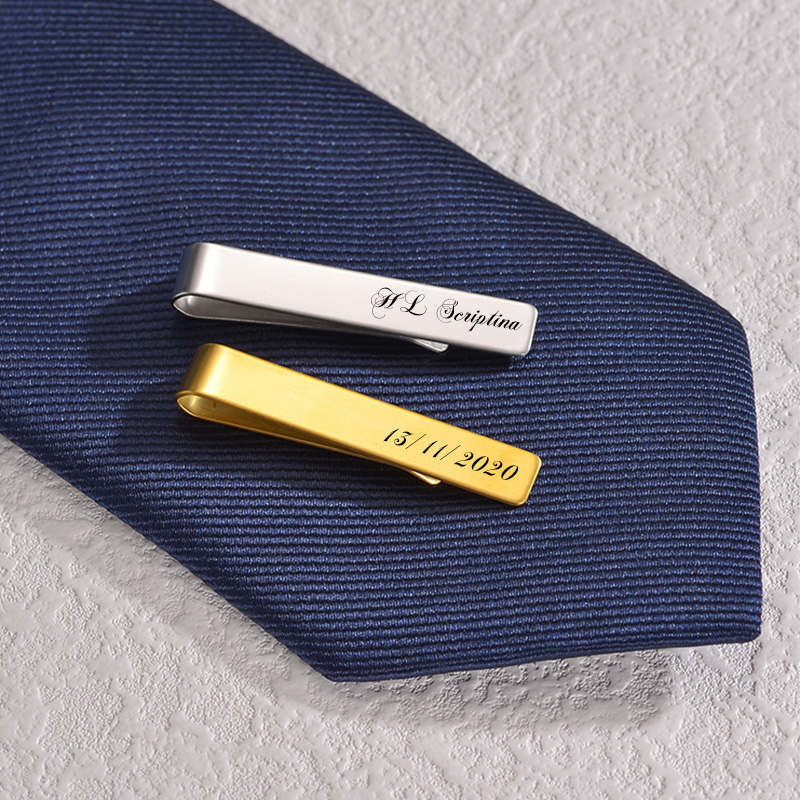 Stainless Steel Engraved Name  - Tie Clip Bar Set Stainless Steel 评论和价格