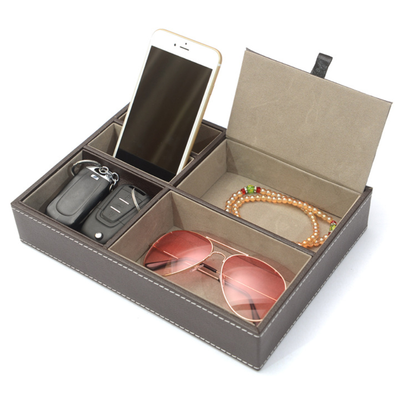Men's Valet Tray Desktop PU Le - Valet Tray Nightstand Organizer Leather 评论和价格