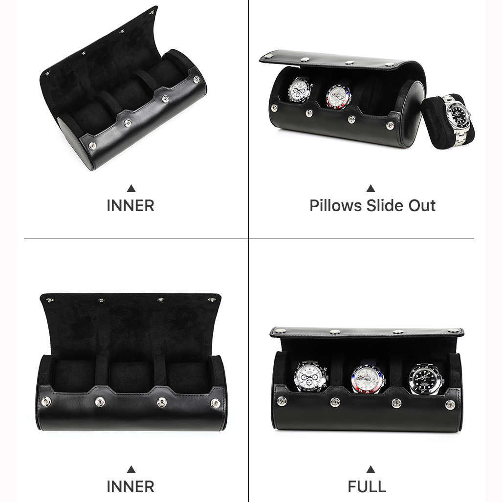 CONTACT'S FAMILY 1/2/3/4 Slots - Watch Travel Roll Case 3 Slots Leather 评论和价格