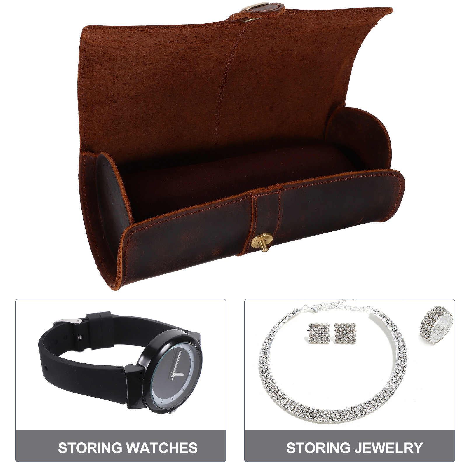 3 Slots Watch Roll Case Organi - Watch Travel Roll Case 3 Slots Leather 评论和价格