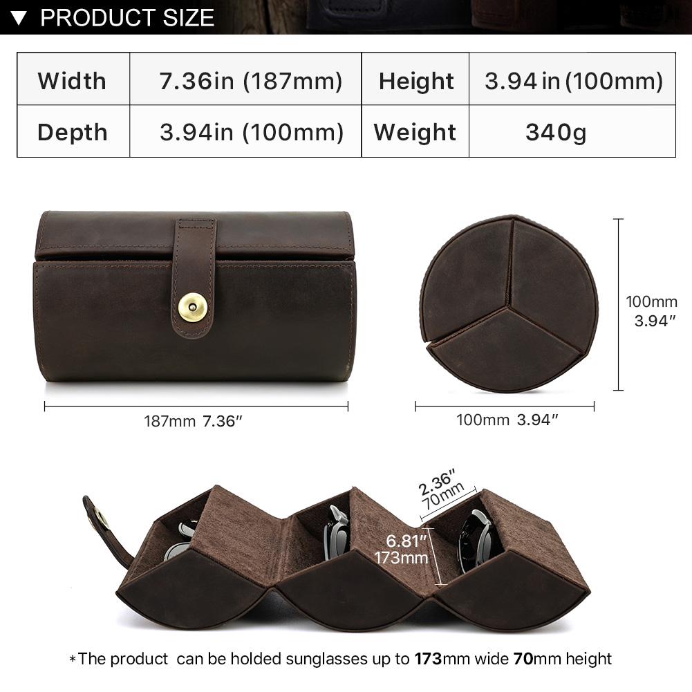 Vintage Luxury Genuine Leather - Watch Travel Roll Case 3 Slots Leather 评论和价格