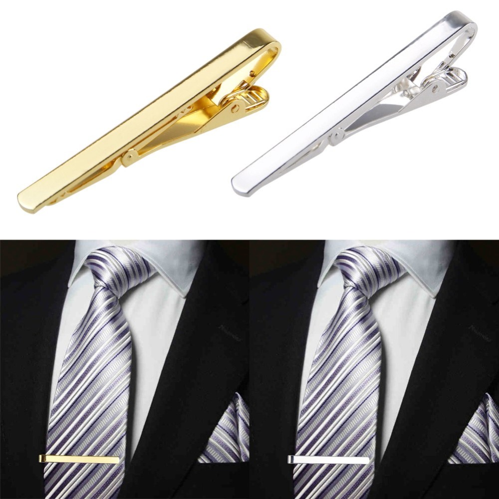 Men Metal Silver Gold Simple N - Tie Clip Bar Set Stainless Steel 评论和价格