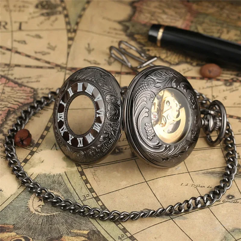 Antique Carved Roman Numeral P - Pocket Watch Mechanical Skeleton Vintage 评论和价格