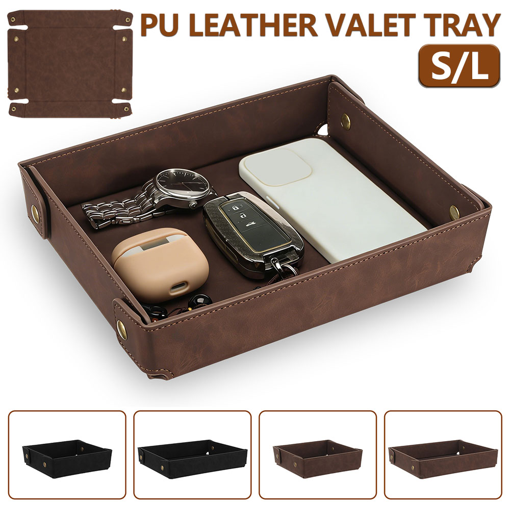 PU Leather Valet Tray Portable - Valet Tray Nightstand Organizer Leather 评论和价格