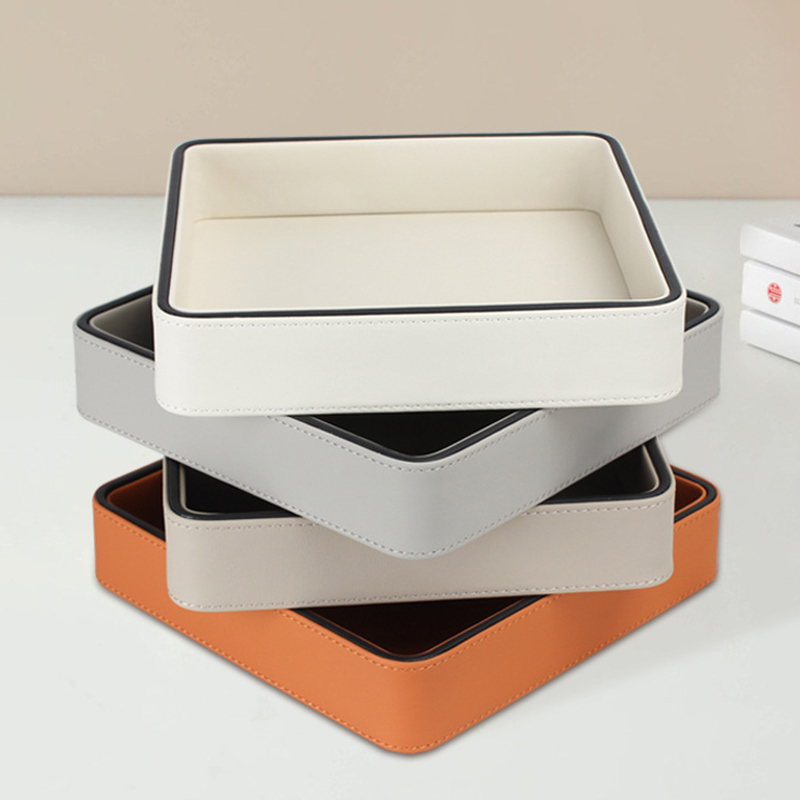 PU Leather Valet Tray Desktop  - Valet Tray Nightstand Organizer Leather 评论和价格