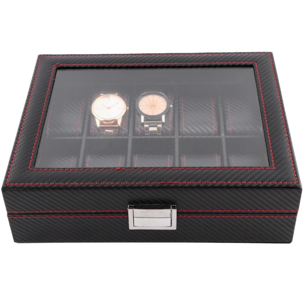 Carbon Fiber Texture Watch Box - Watch Display Storage Box Carbon Fiber 评论和价格