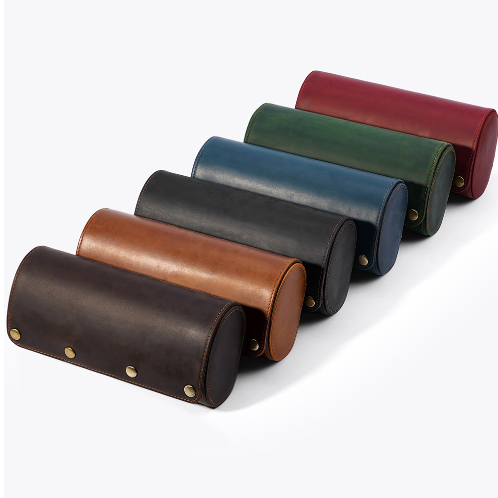 CONTACT FAMILY Vintage Genuine - Watch Travel Roll Case 3 Slots Leather 评论和价格