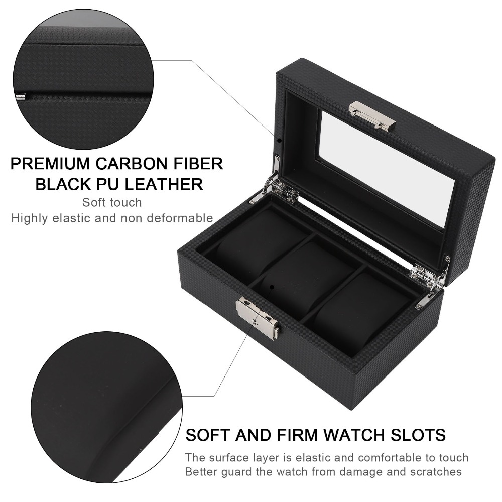 Protective Carbon Fiber Watch  - Watch Display Storage Box Carbon Fiber 评论和价格