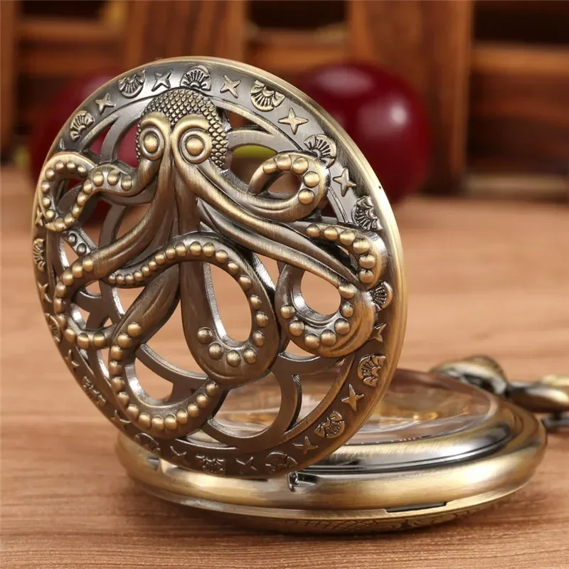 Vintage Octopus Design Men Wom - Pocket Watch Mechanical Skeleton Vintage 评论和价格