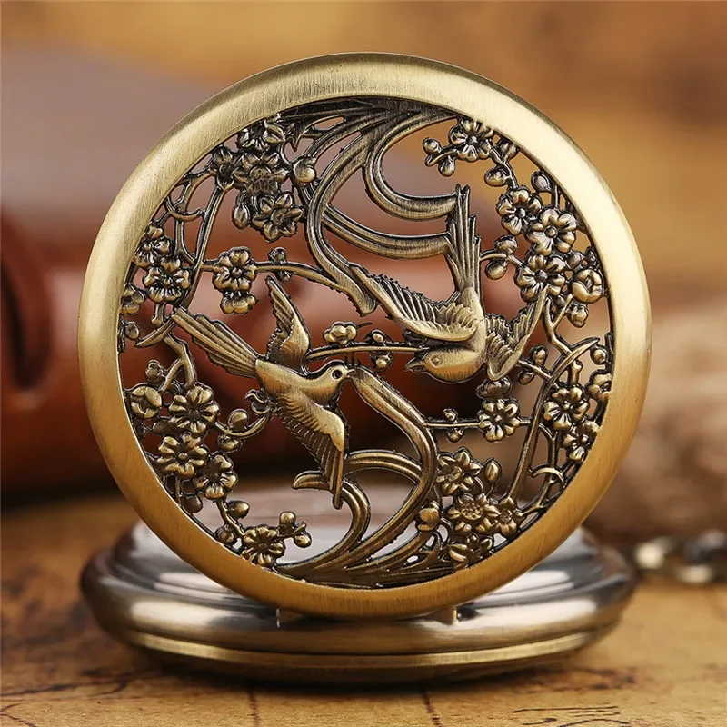 Vintage Hollow Out Magpie Pock - Pocket Watch Mechanical Skeleton Vintage 评论和价格