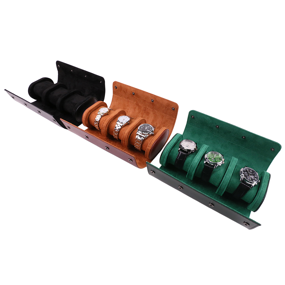 Luxury Portable 3 Slots PU Lea - Watch Travel Roll Case 3 Slots Leather 评论和价格