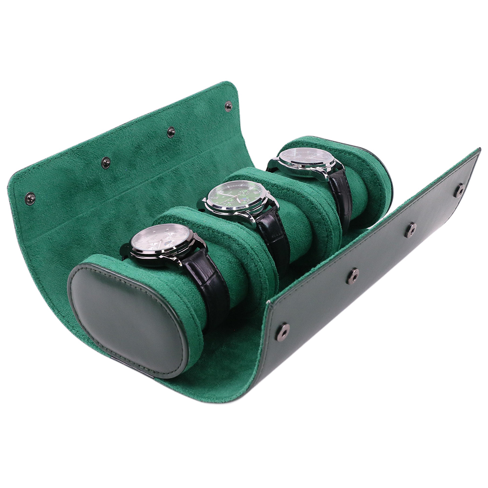 Luxury Portable 3 Slots PU Lea - Watch Travel Roll Case 3 Slots Leather 评论和价格