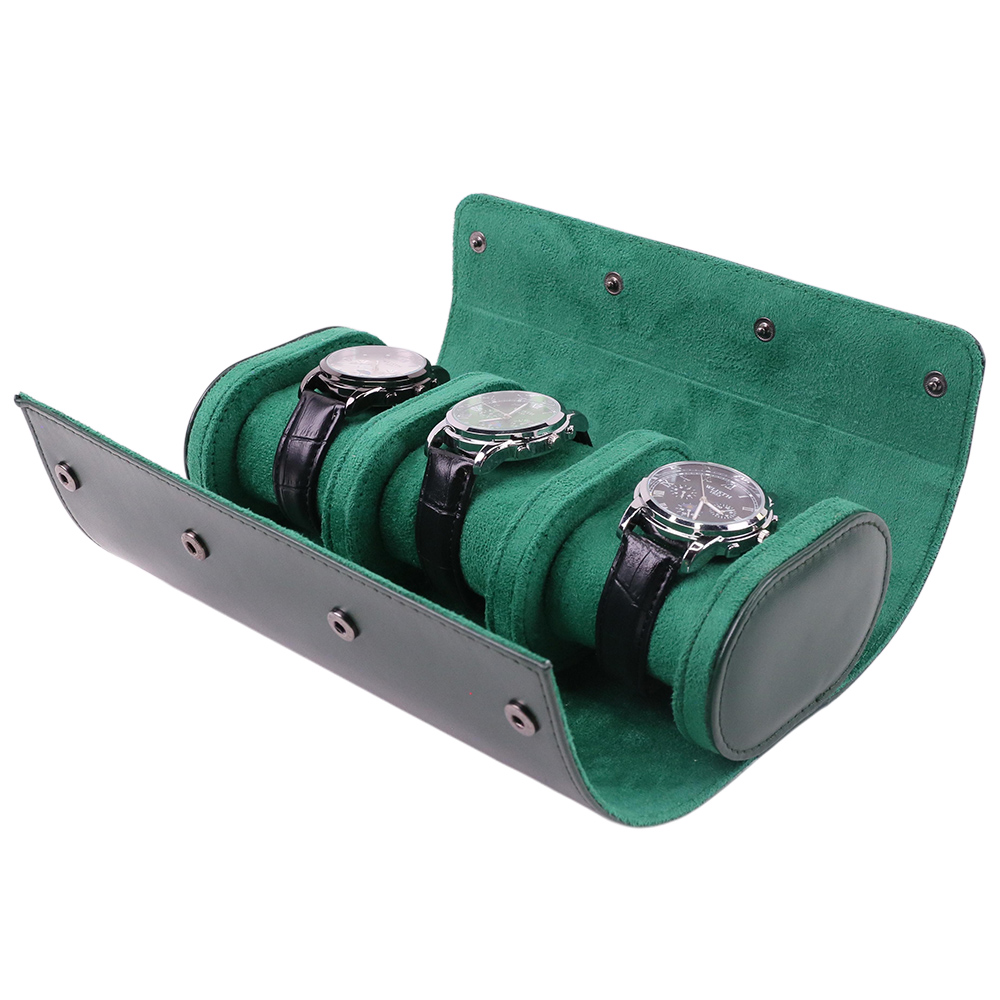 Luxury Portable 3 Slots PU Lea - Watch Travel Roll Case 3 Slots Leather 评论和价格