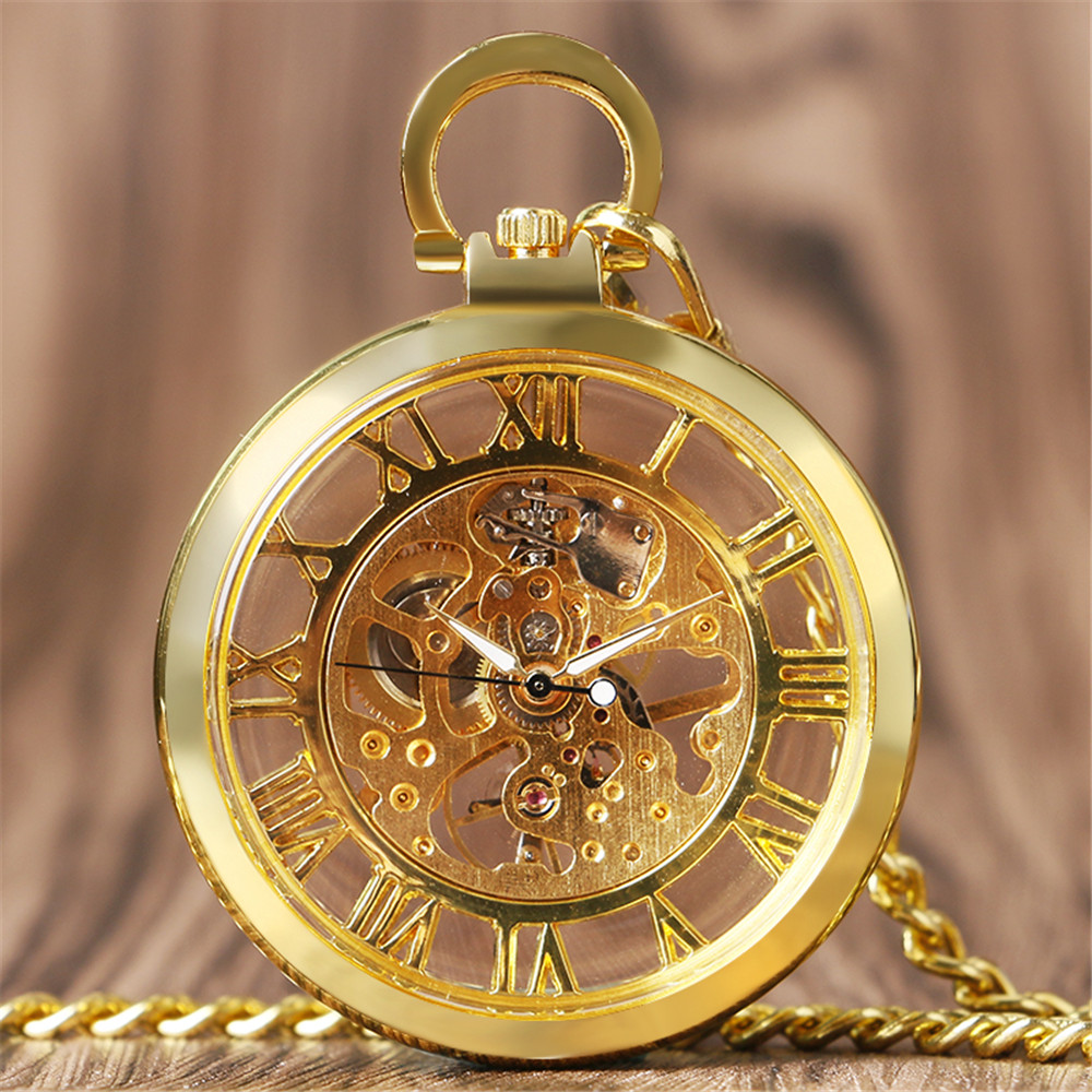 Transparent Skeleton Roman Num - Pocket Watch Mechanical Skeleton Vintage 评论和价格