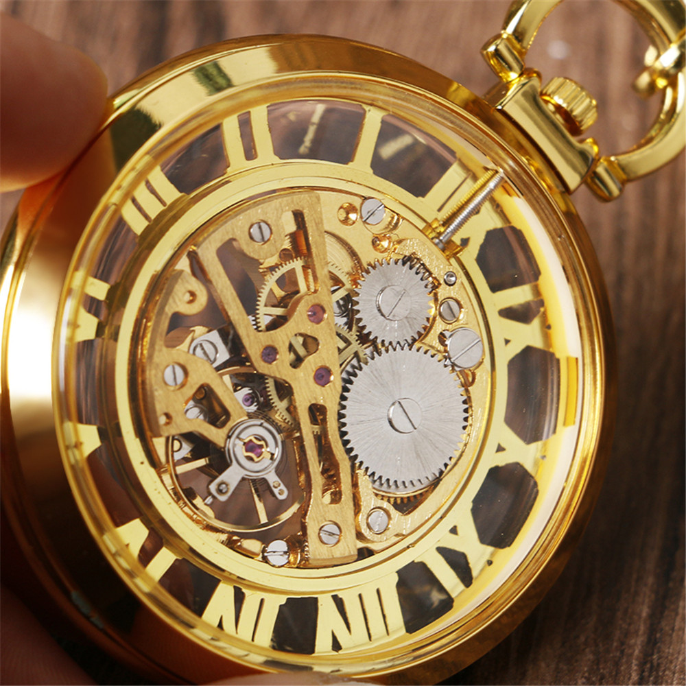 Transparent Skeleton Roman Num - Pocket Watch Mechanical Skeleton Vintage 评论和价格