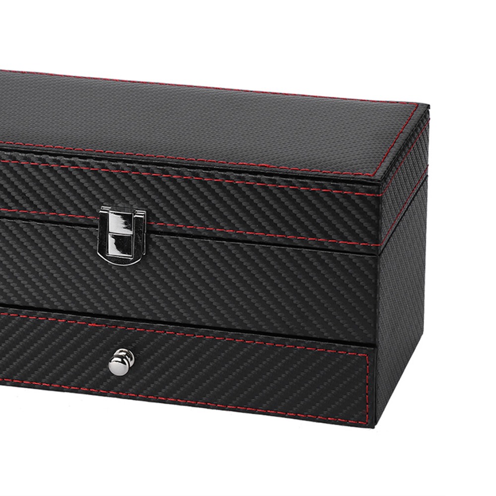 Portable Black Jewelry Organiz - Watch Display Storage Box Carbon Fiber 评论和价格