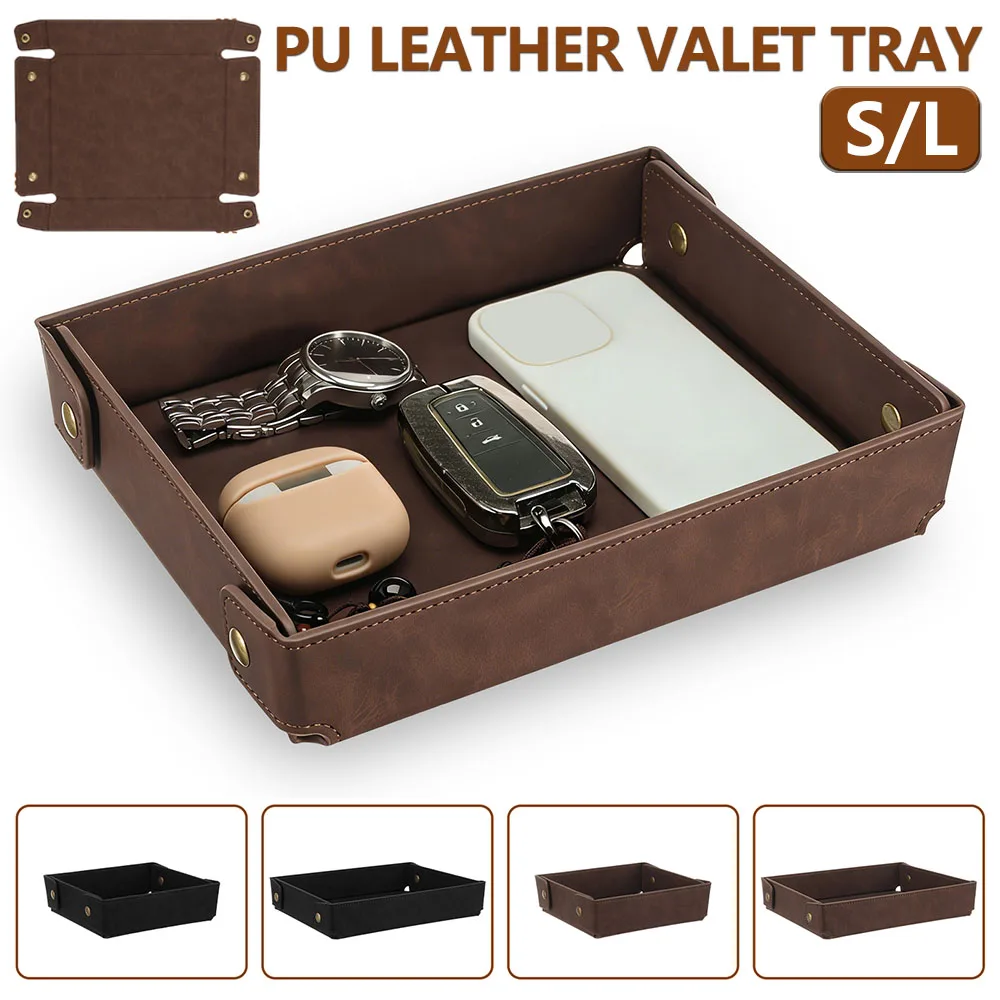 PU Leather Valet Tray Portable - Valet Tray Nightstand Organizer Leather 评论和价格