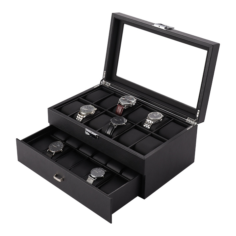 Luxury Watch Box Organizer Bla - Watch Display Storage Box Carbon Fiber 评论和价格
