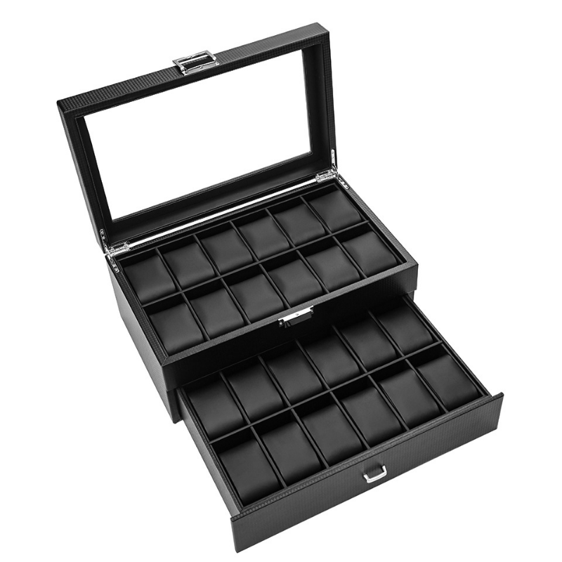 Luxury Watch Box Organizer Bla - Watch Display Storage Box Carbon Fiber 评论和价格
