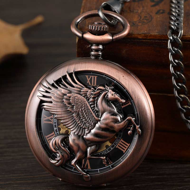 Vintage Fantasy Pegasus Horse  - Pocket Watch Mechanical Skeleton Vintage 评论和价格