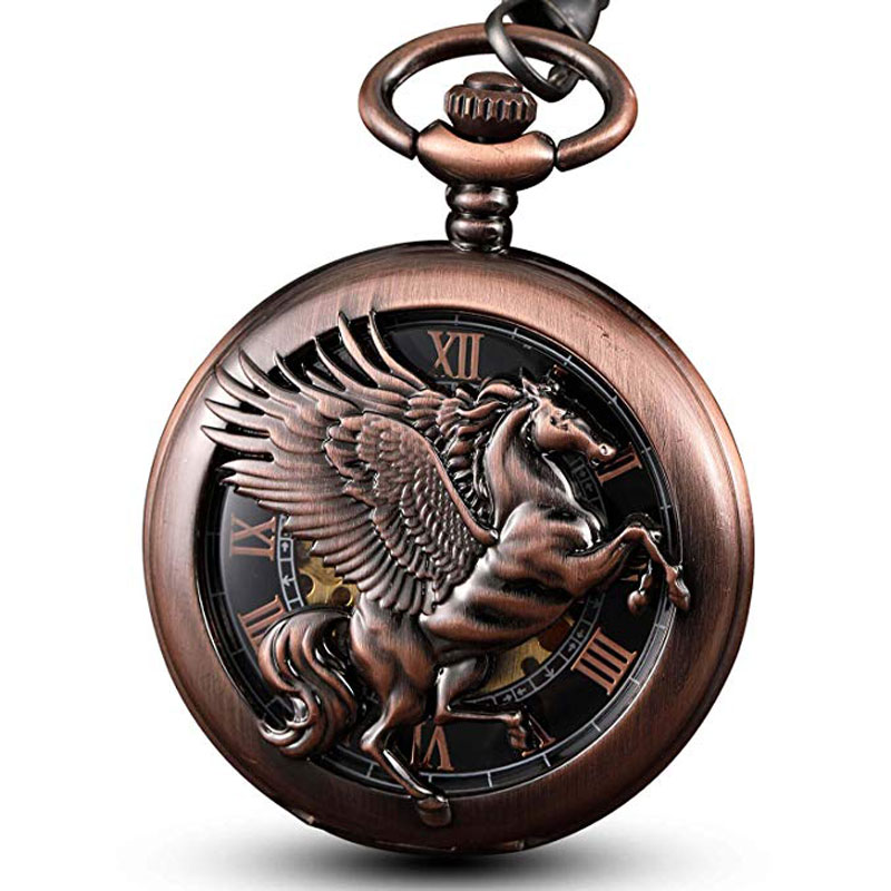 Vintage Fantasy Pegasus Horse  - Pocket Watch Mechanical Skeleton Vintage 评论和价格