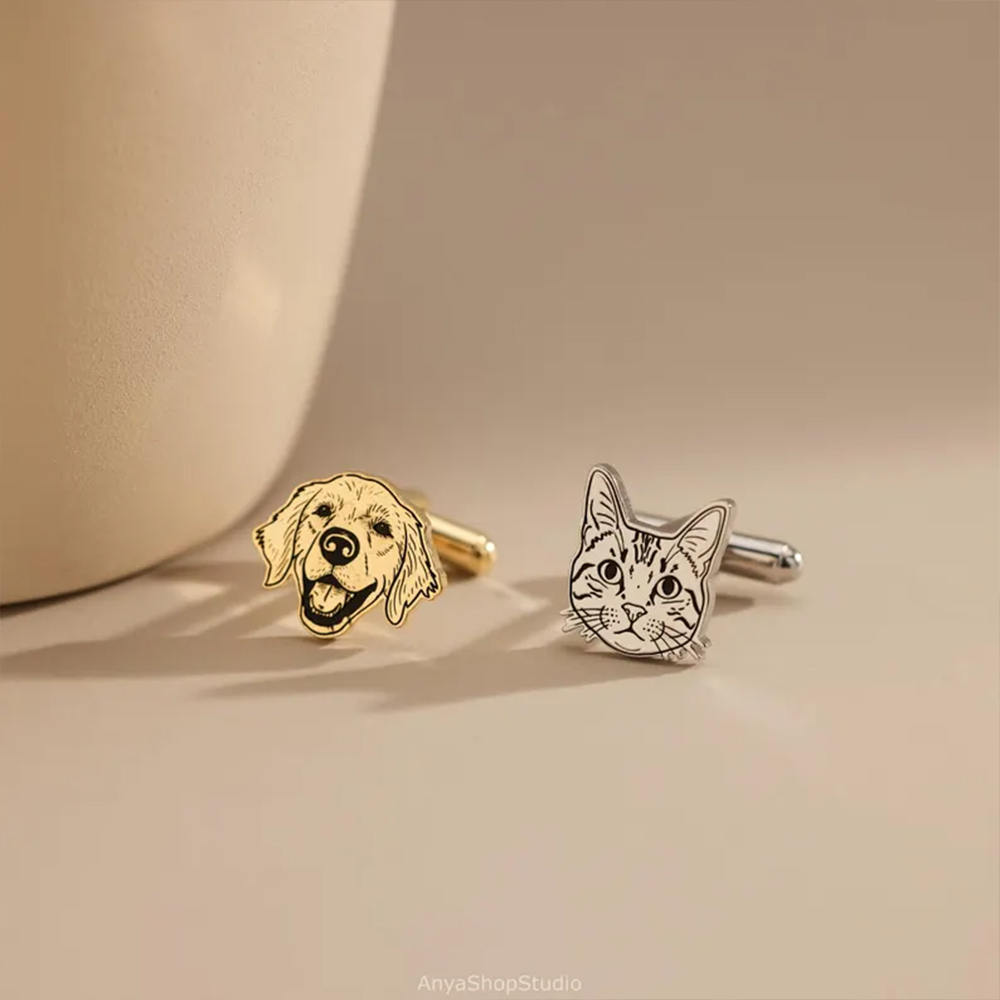 Custom Pet Portrait Cufflinks  - Cufflinks Men Stainless Steel Luxury 评论和价格