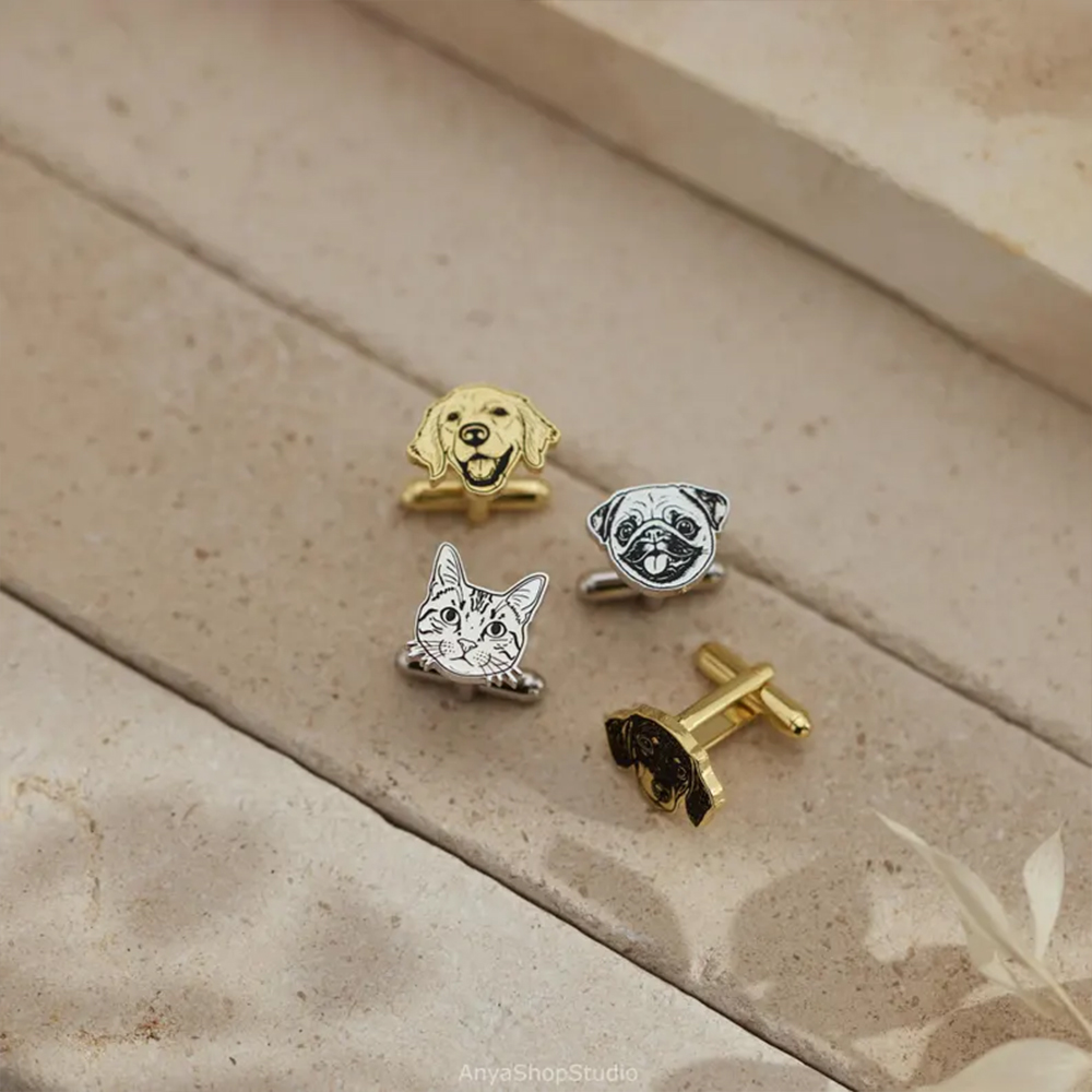 Custom Pet Portrait Cufflinks  - Cufflinks Men Stainless Steel Luxury 评论和价格