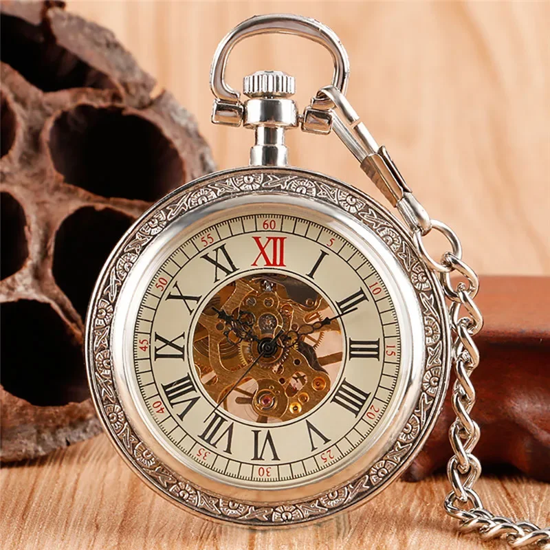 Vintage Men Women Skeleton Han - Pocket Watch Mechanical Skeleton Vintage 评论和价格