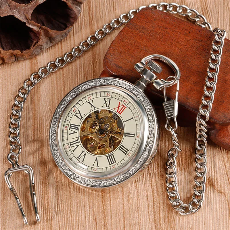 Vintage Men Women Skeleton Han - Pocket Watch Mechanical Skeleton Vintage 评论和价格