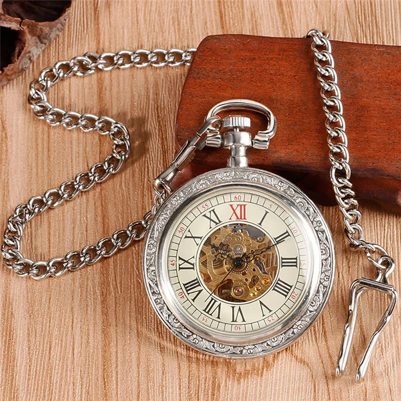 Vintage Men Women Skeleton Han - Pocket Watch Mechanical Skeleton Vintage 评论和价格