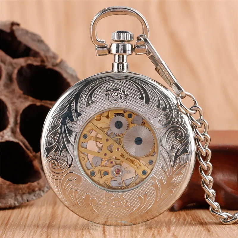 Vintage Men Women Skeleton Han - Pocket Watch Mechanical Skeleton Vintage 评论和价格