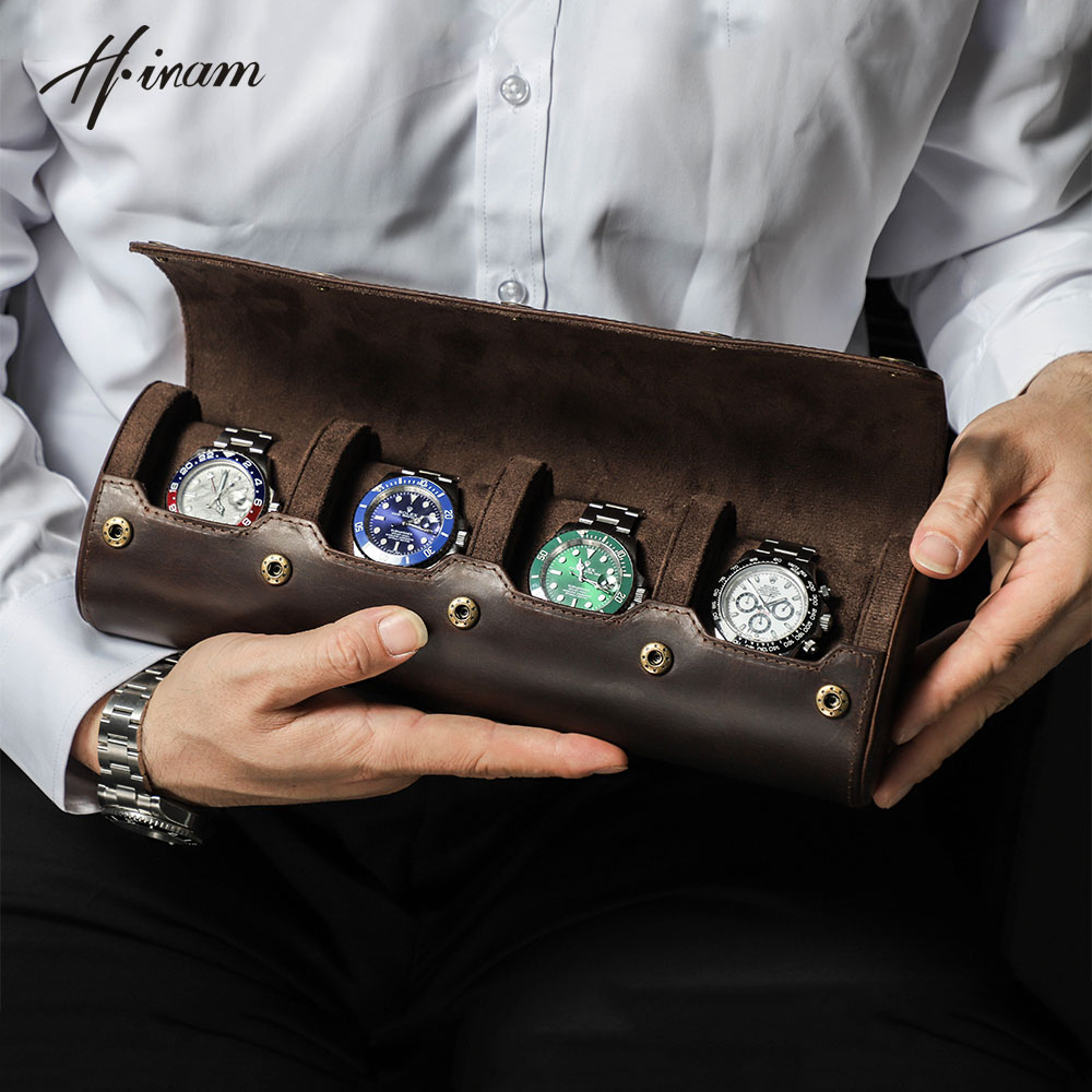 Vintage Genuine Leather 1/2/3/ - Watch Travel Roll Case 3 Slots Leather 评论和价格